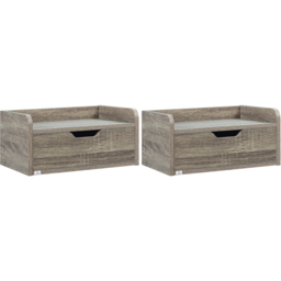 Portland Set of 2 Grey Floating Nightstand - Size: Single Drawer - Wilko - thumbnail 3