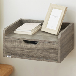 Portland Set of 2 Grey Floating Nightstand - Size: Single Drawer - Wilko - thumbnail 1