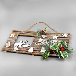 Shatchi Twig Wall Hanging Glitter Scene Christmas Decoration 20 x 40cm - Size: 650 x 50 x 40cm - Brown - Wilko - thumbnail 3