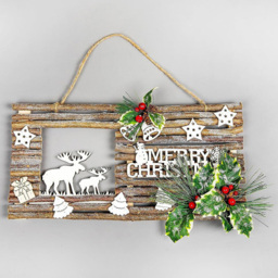 Shatchi Twig Wall Hanging Glitter Scene Christmas Decoration 20 x 40cm - Size: 650 x 50 x 40cm - Brown - Wilko - thumbnail 5