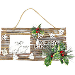 Shatchi Twig Wall Hanging Glitter Scene Christmas Decoration 20 x 40cm - Size: 650 x 50 x 40cm - Brown - Wilko