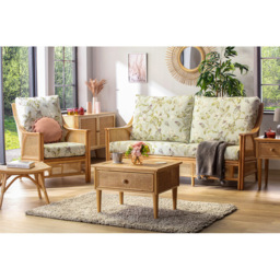 Desser Chester Natural Rattan Floral Fabric Armchair - Size: Single - Green - Wilko - thumbnail 7