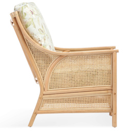 Desser Chester Natural Rattan Floral Fabric Armchair - Size: Single - Green - Wilko - thumbnail 4