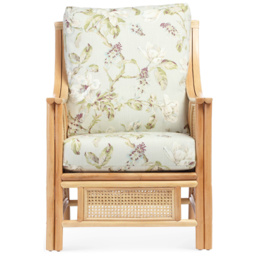 Desser Chester Natural Rattan Floral Fabric Armchair - Size: Single - Green - Wilko - thumbnail 5