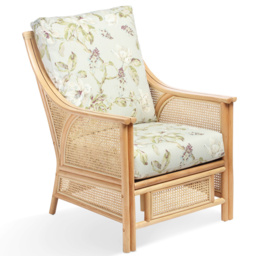 Desser Chester Natural Rattan Floral Fabric Armchair - Size: Single - Green - Wilko - thumbnail 3