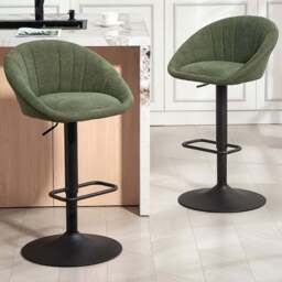 HOMCOM Dark Green Adjustable Swivel Bar Stool Set of 2 - Wilko