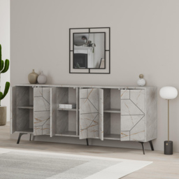 Decortie Dune 4 Door Gold Marble Effect Sideboard - Size: 77.4 x 181 x 35cm - Wilko - thumbnail 5
