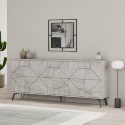 Decortie Dune 4 Door Gold Marble Effect Sideboard - Size: 77.4 x 181 x 35cm - Wilko - thumbnail 7