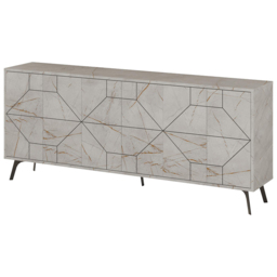 Decortie Dune 4 Door Gold Marble Effect Sideboard - Size: 77.4 x 181 x 35cm - Wilko - thumbnail 3