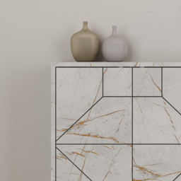 Decortie Dune 4 Door Gold Marble Effect Sideboard - Size: 77.4 x 181 x 35cm - Wilko - thumbnail 4