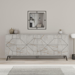 Decortie Dune 4 Door Gold Marble Effect Sideboard - Size: 77.4 x 181 x 35cm - Wilko - thumbnail 6