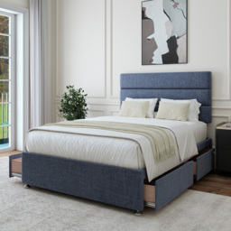 Bedmaster King Size Midnight Linen 4 Drawer Divan Base - Blue - Wilko - thumbnail 3