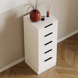 Vida Designs Trega 5 Drawer White Narrow Bedside Cabinet - Wilko - thumbnail 5