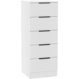 Vida Designs Trega 5 Drawer White Narrow Bedside Cabinet - Wilko - thumbnail 3