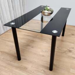 Kosy Koala 4 Seater Black and Clear Glass Dining Table - Wilko