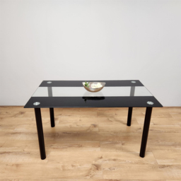 Kosy Koala 4 Seater Black and Clear Glass Dining Table - Wilko - thumbnail 3