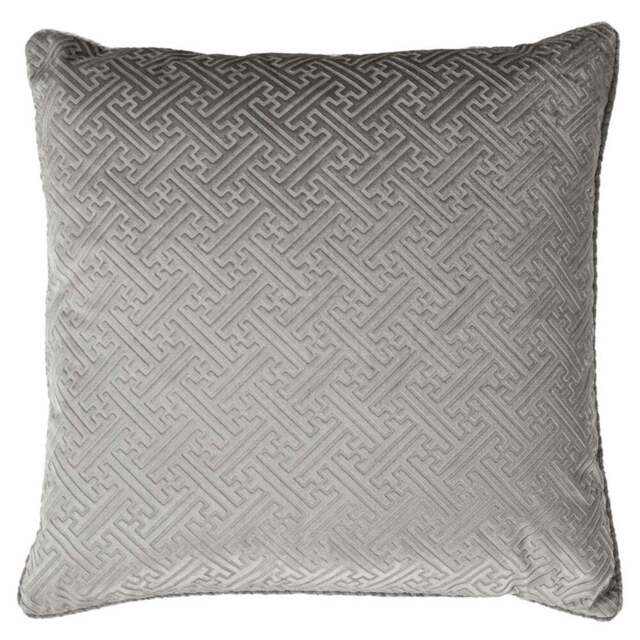 Paoletti Florence Silver Embossed Velvet Cushion - Size: 55 x 55 cm - Grey - Wilko - image 1