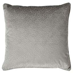Paoletti Florence Silver Embossed Velvet Cushion - Size: 55 x 55 cm - Grey - Wilko