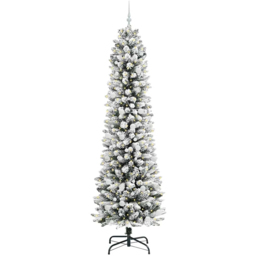 vidaXL Pre-Lit Warm White LED and White Baubles White Artificial Christmas Tree with Stand 7.8ft - Wilko - thumbnail 1