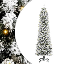 vidaXL Pre-Lit Warm White LED and White Baubles White Artificial Christmas Tree with Stand 7.8ft - Wilko - thumbnail 3