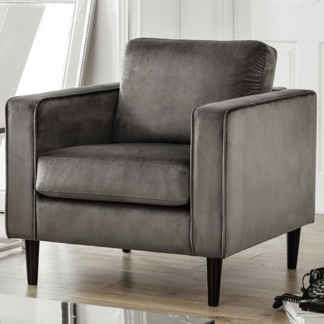 Julian Bowen Hayward Velvet Armchair - Size: Single - Grey - Wilko - image 1