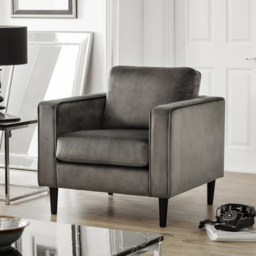 Julian Bowen Hayward Velvet Armchair - Size: Single - Grey - Wilko - thumbnail 7