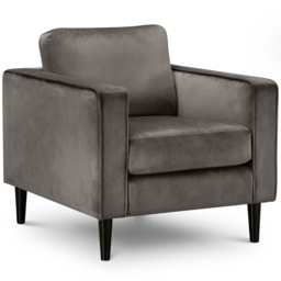 Julian Bowen Hayward Velvet Armchair - Size: Single - Grey - Wilko - thumbnail 3