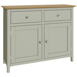 FWStyle Taberno 2 Drawer 2 Door Sage Green and Oak Sideboard - Size: 76 x 96 x 33cm - Wilko - thumbnail 3