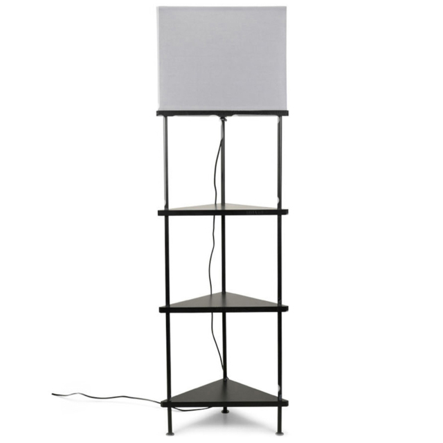ValueLights Taska Black Wooden 3 Shelf Corner LED Floor Lamp - Wilko - image 1