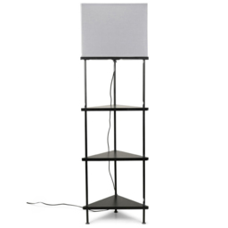 ValueLights Taska Black Wooden 3 Shelf Corner LED Floor Lamp - Wilko - thumbnail 1