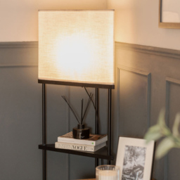 ValueLights Taska Black Wooden 3 Shelf Corner LED Floor Lamp - Wilko - thumbnail 6