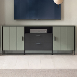 Furniture To Go Arundel 3 Door Single Drawer Single Shelf Green Sideboard - Wilko - thumbnail 6