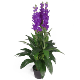 Leaf Purple Cymbidium Orchid Artificial Plant in Pot 100cm - Size: 100 x 40 x 40cm - Wilko