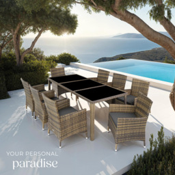 tectake Menorca 8 Seater Rattan Garden Dining Set Natural - Brown - Wilko - thumbnail 4