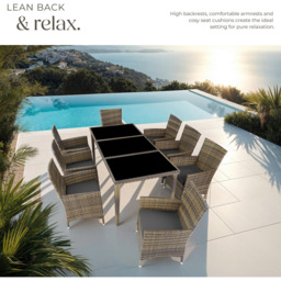 tectake Menorca 8 Seater Rattan Garden Dining Set Natural - Brown - Wilko - thumbnail 5