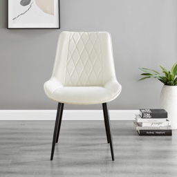 Furniturebox Copeland Cesano Marble Effect 6 Seater Dining Set White Cream and Black - Wilko - thumbnail 5
