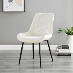 Furniturebox Copeland Cesano Marble Effect 6 Seater Dining Set White Cream and Black - Wilko - thumbnail 4