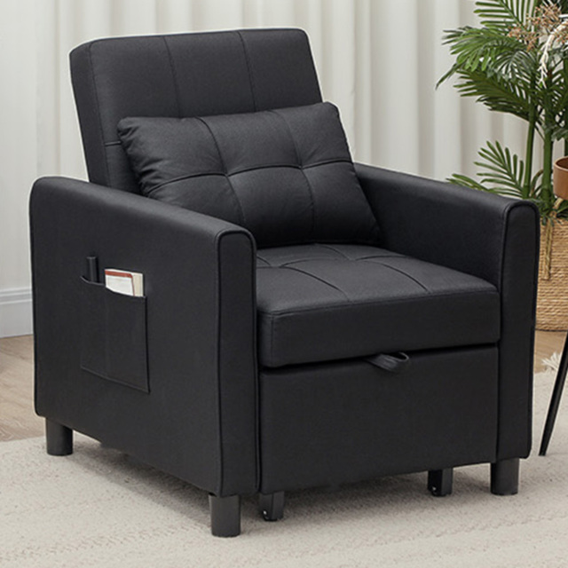 HOMCOM Single Black Convertible Pull Out Chair Bed - Wilko - image 1