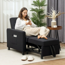 HOMCOM Single Black Convertible Pull Out Chair Bed - Wilko - thumbnail 5