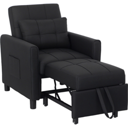 HOMCOM Single Black Convertible Pull Out Chair Bed - Wilko - thumbnail 3