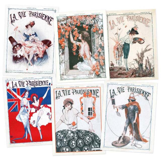 Artery8 Vintage French Magazine Cover WW1 Roses Wall Art Print 30 x 41cm 6 Pack - Size: 40.5 x 30.5 x 0.3cm - Multi - Wilko - image 1