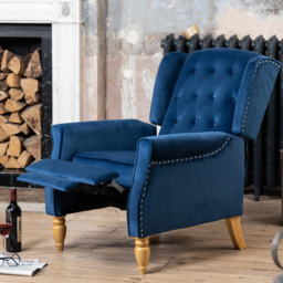 Artemis Home Annapoli Dark Blue Velvet Manual Recliner Armchair - Size: Single - Wilko - thumbnail 7