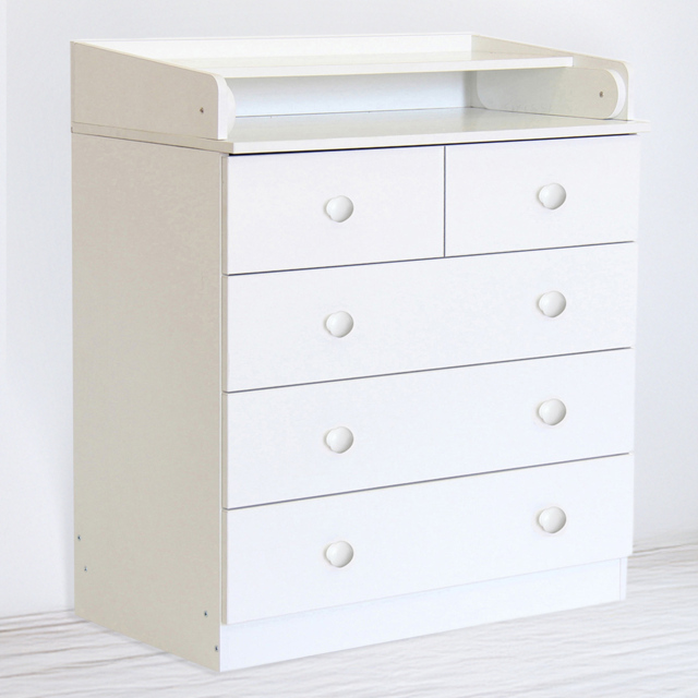 Kudl 5 Drawer White Baby Storage Unit with Changing Board - Wilko - image 1