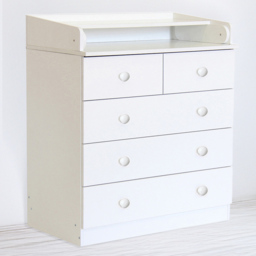 Kudl 5 Drawer White Baby Storage Unit with Changing Board - Wilko - thumbnail 1