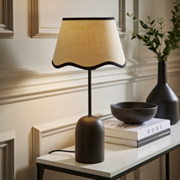 ValueLights Kaiden Black Scallop Trim Shade Dome Table Lamp - Size: 49 x 25 x 25cm - Wilko - thumbnail 7