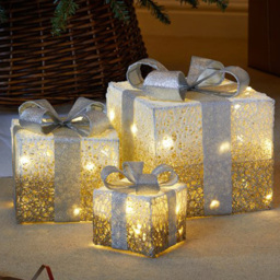 Marco Paul Gold Sparkly Faux Gift Box 3 Piece - Size: 20 x 20 x 20cm - Wilko - thumbnail 1