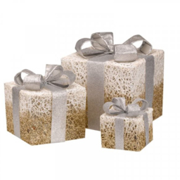 Marco Paul Gold Sparkly Faux Gift Box 3 Piece - Size: 20 x 20 x 20cm - Wilko - thumbnail 3