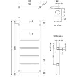 nuie Eton Chrome Heated Towel Rail 1200 x 450mm - Size: 12 x 4.5 x 0.4cm - Silver - Wilko - thumbnail 4