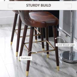 Portland Brown PU Leather Vintage Bar Stool Set of 2 - Wilko - thumbnail 6
