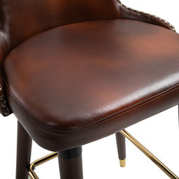 Portland Brown PU Leather Vintage Bar Stool Set of 2 - Wilko - thumbnail 4